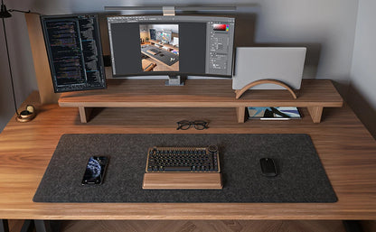 Felt Desk Mat – Large 31.5×15.7″ Mouse & Keyboard Pad, Dark Gray