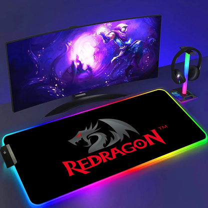 Redragon RGB LED Gaming Mouse Pad – Anti-Skid Desk Mat for PC & Laptop