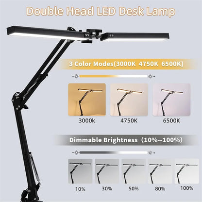 LED Clamp-On Desk Lamp – 5 Light Modes with Auto Shut-Off, Eye-Caring