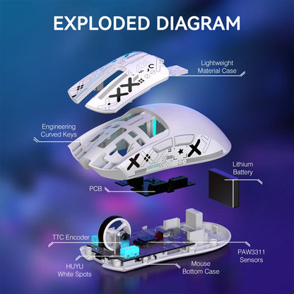 ATTACK SHARK X11 Wireless Gaming Mouse – RGB, 22K DPI, PAW3311 Sensor