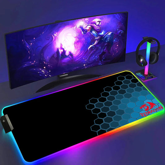 Redragon RGB LED Gaming Mouse Pad – Anti-Skid Desk Mat for PC & Laptop