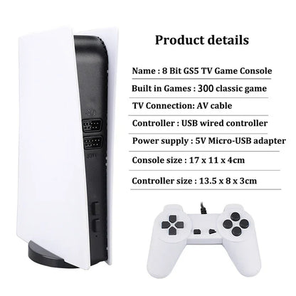 GS5 Retro Game Console – 200 Classic 8-Bit Games, USB Wired Dual Controllers