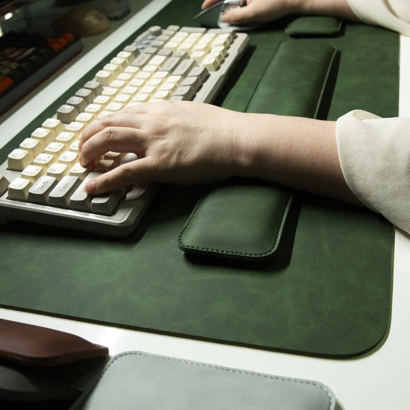 Waterproof PU Desk Mat Set – Large Non-Slip Mouse & Keyboard Pads with Wrist Rest