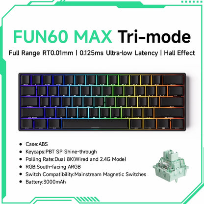 Akko MonsGeek FUN60 60% Mechanical Gaming Keyboard – Magnetic Switch, 8K ARGB