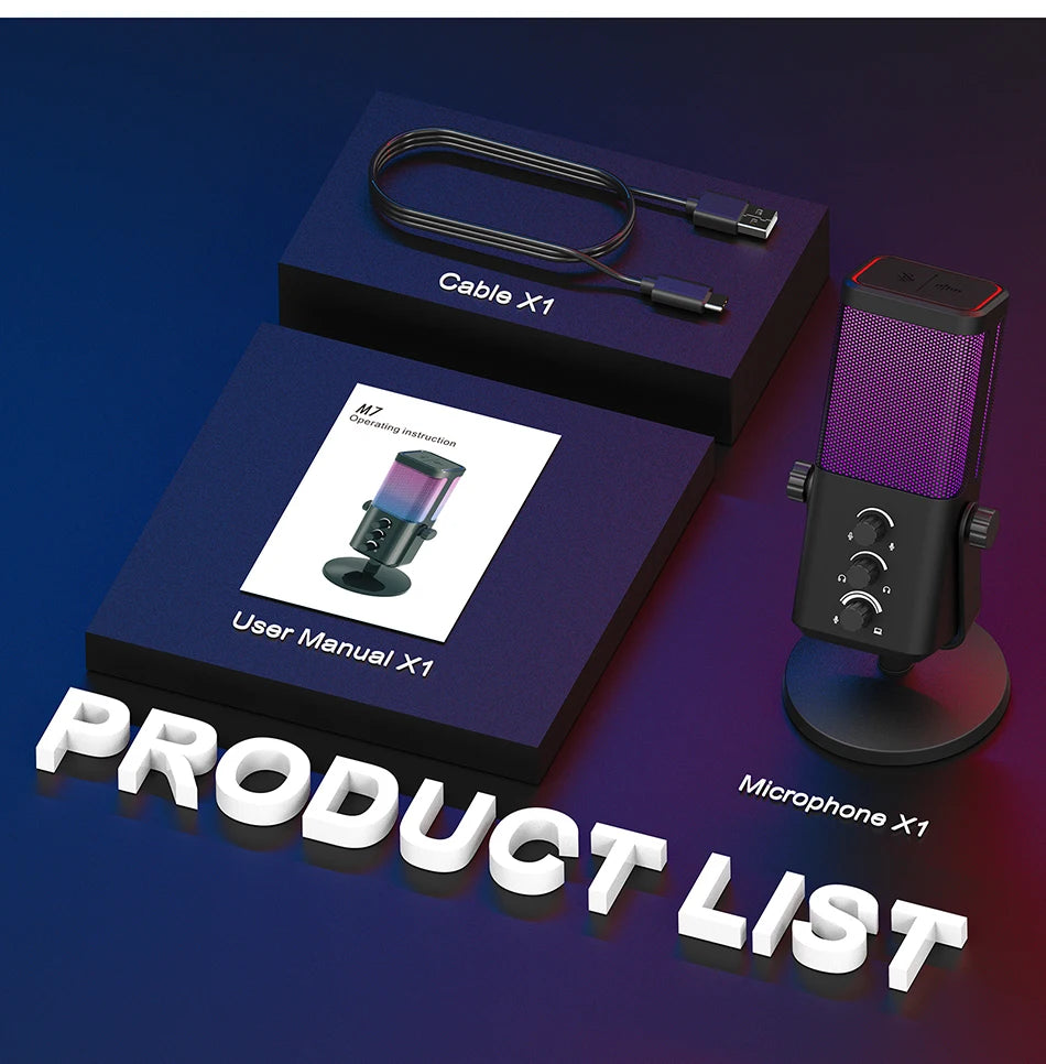 RGB Gaming Microphone Professional Dynamic Mic For Studio Broadcast Voice Computer Gamer Streaming Podcast Livestreaming Mic