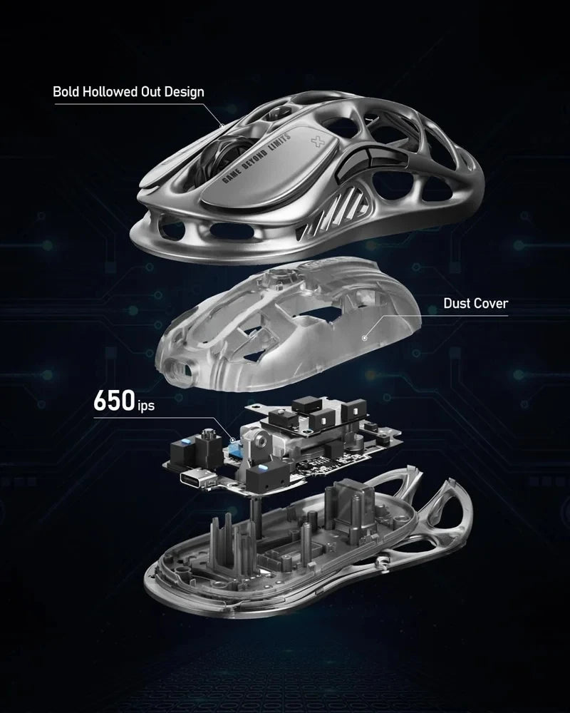 For GravaStar M1 M2 Gaming Mouse Magnesium Alloy Hollow Design Tri-Mode Wireless Wired Custom RGB Mice PC E-Sports Gifts