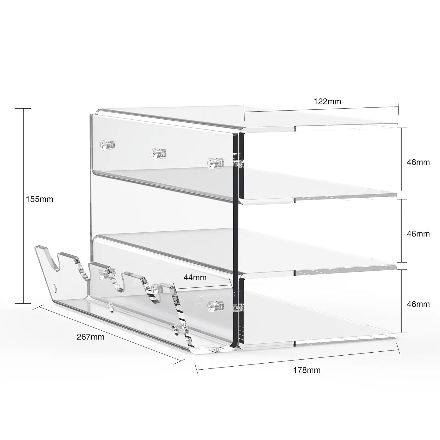 Keyboard Mouse Desktop Organizer Acrylic 3 Tier Stand Frame Shelf Lightweight Keyboard Storage Tool For Study Room Exhibition