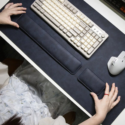 Waterproof PU Desk Mat Set – Large Non-Slip Mouse & Keyboard Pads with Wrist Rest