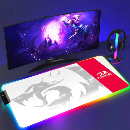 Redragon RGB LED Gaming Mouse Pad – Anti-Skid Desk Mat for PC & Laptop
