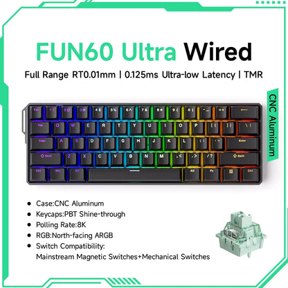 Akko MonsGeek FUN60 60% Mechanical Gaming Keyboard – Magnetic Switch, 8K ARGB