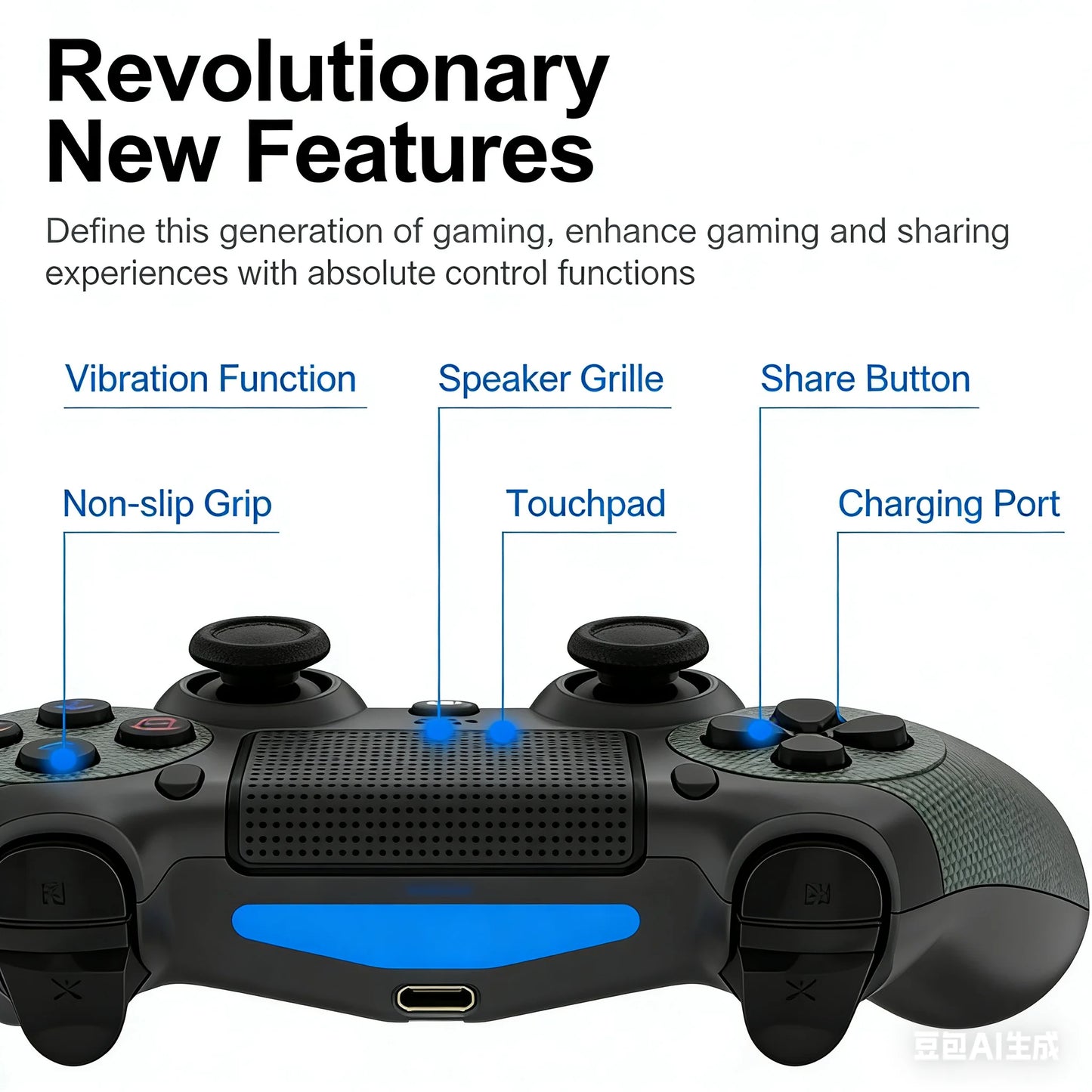 Wireless PS4 Controller V2 – LED Game Joystick for PlayStation 4