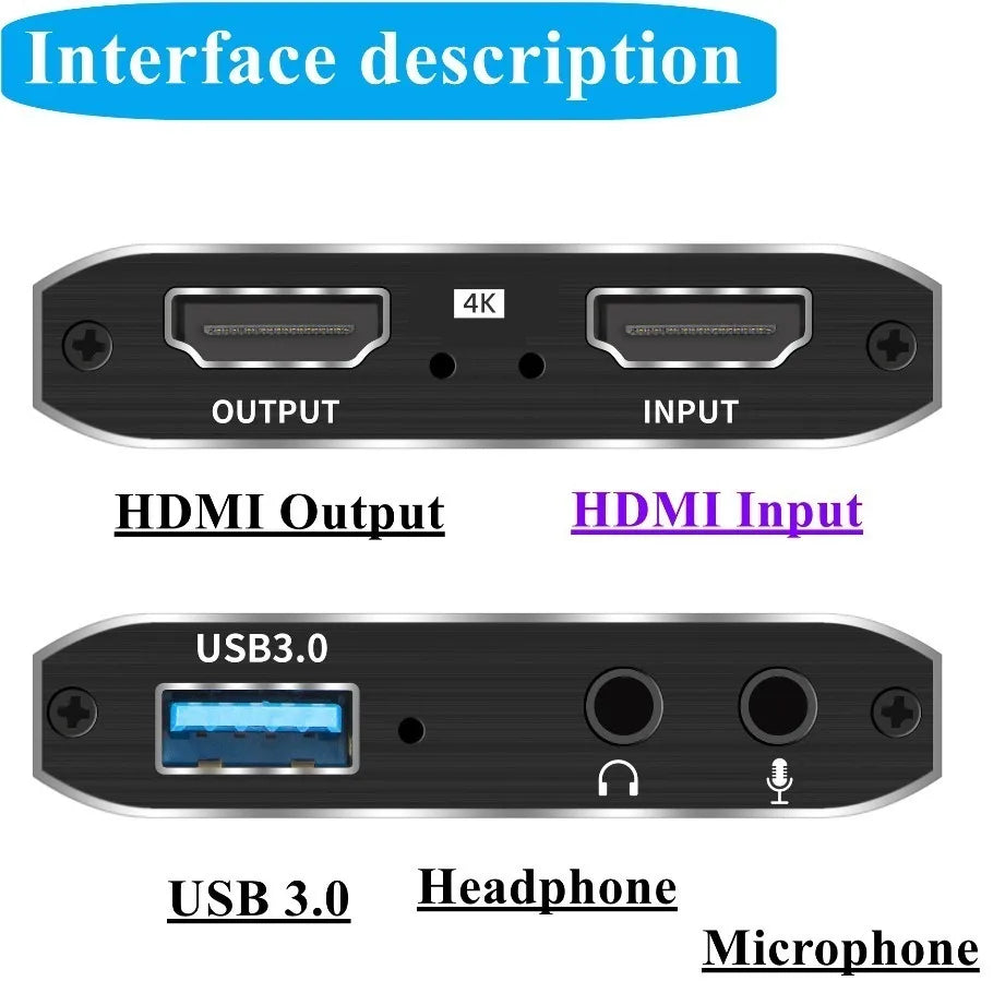 TABLLYUGE 4K USB 3.0 HDMI Video Capture Card for PC & PS4