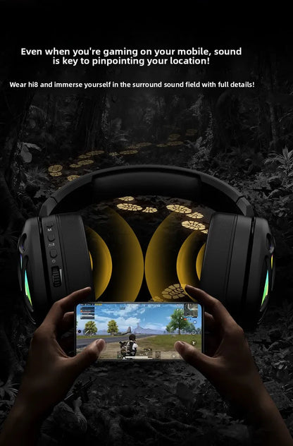 New! Premium Wireless Gaming Headset with Hi - Fi sound & 3.5mm RGB for PC/PS. Wired option available.