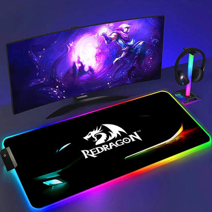 Redragon RGB LED Gaming Mouse Pad – Anti-Skid Desk Mat for PC & Laptop
