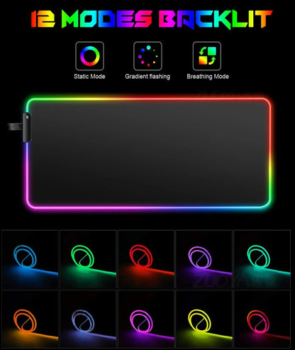 Redragon RGB LED Gaming Mouse Pad – Anti-Skid Desk Mat for PC & Laptop