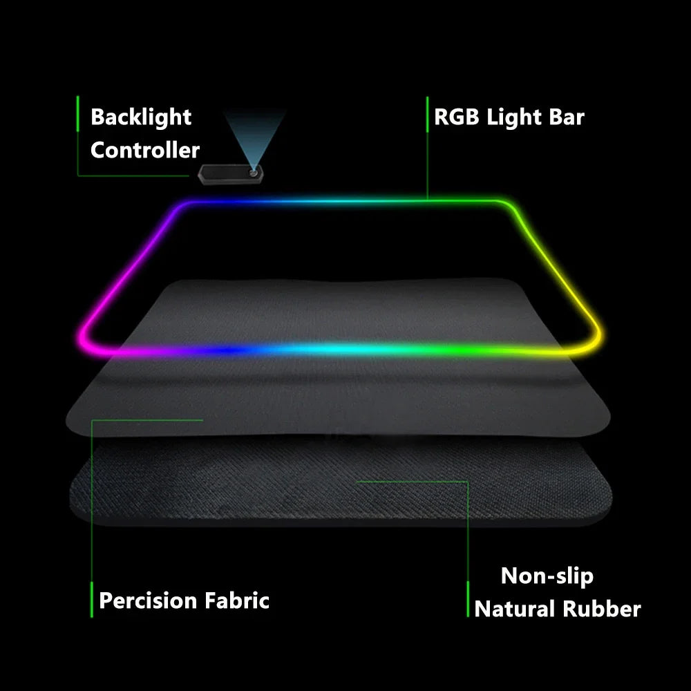 Redragon RGB LED Gaming Mouse Pad – Anti-Skid Desk Mat for PC & Laptop