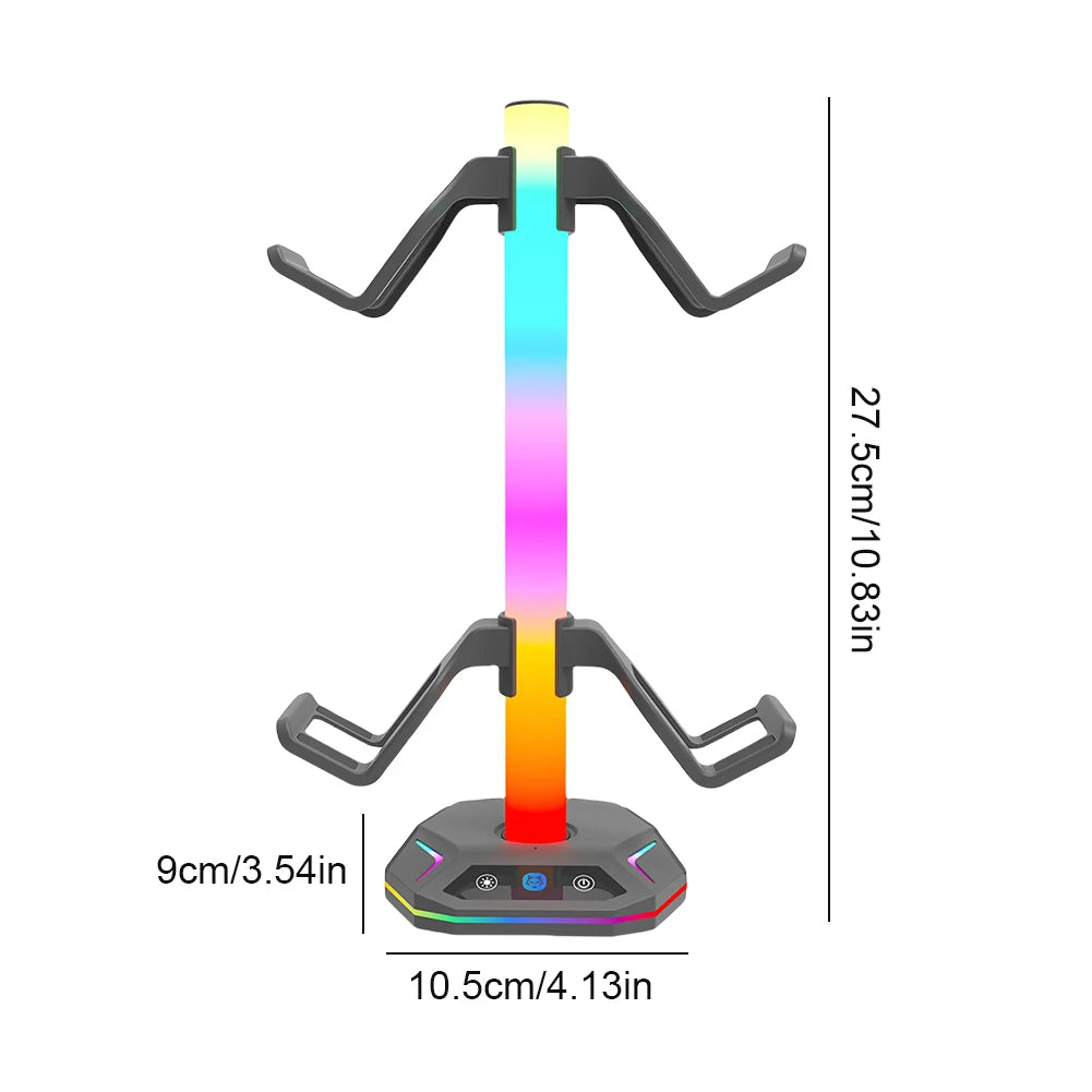 RGB Headphone & Controller Stand – 9 Light Modes for PS5/Xbox Desk