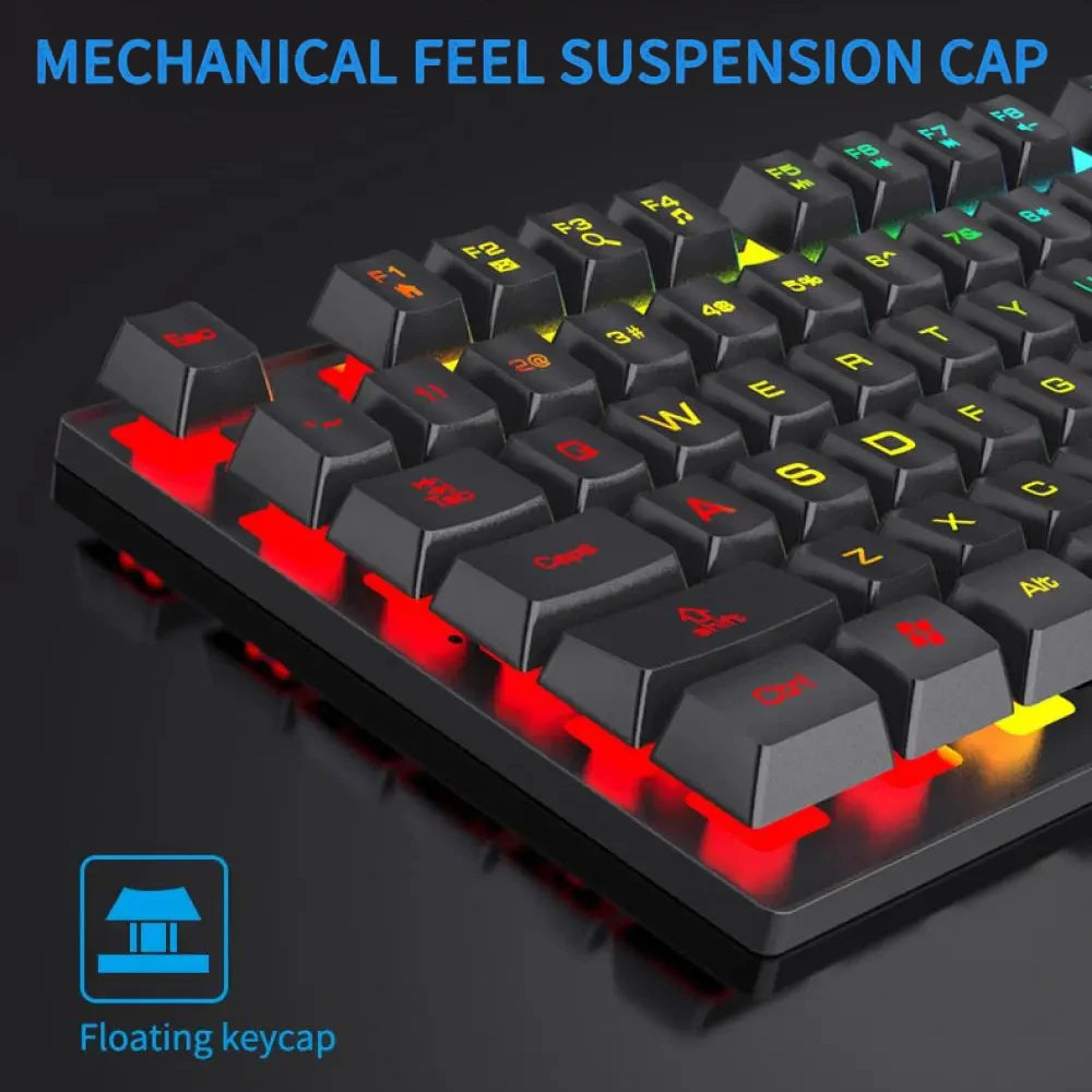 USB Wired RGB Gaming Keyboard – 104-Key Mechanical Feel, Windows PC