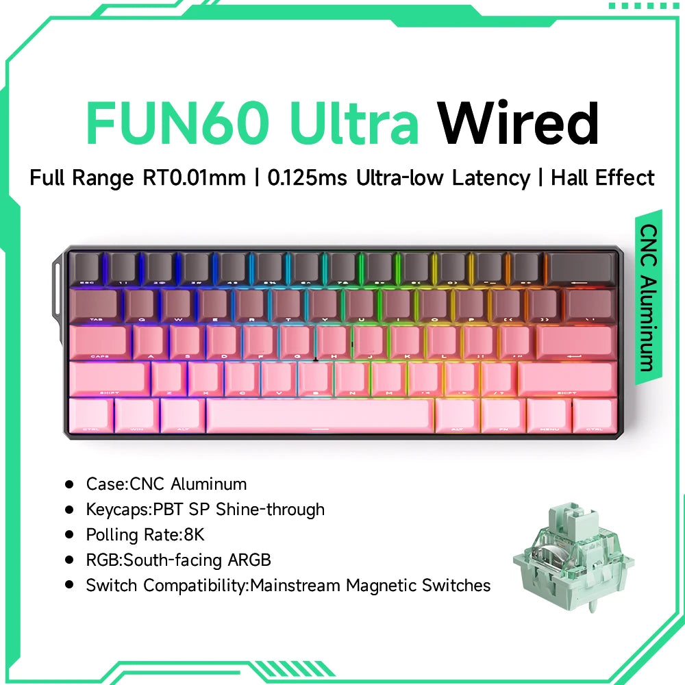 Akko MonsGeek FUN60 60% Mechanical Gaming Keyboard – Magnetic Switch, 8K ARGB