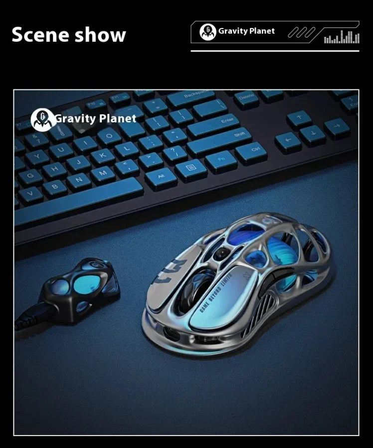 For GravaStar M1 M2 Gaming Mouse Magnesium Alloy Hollow Design Tri-Mode Wireless Wired Custom RGB Mice PC E-Sports Gifts