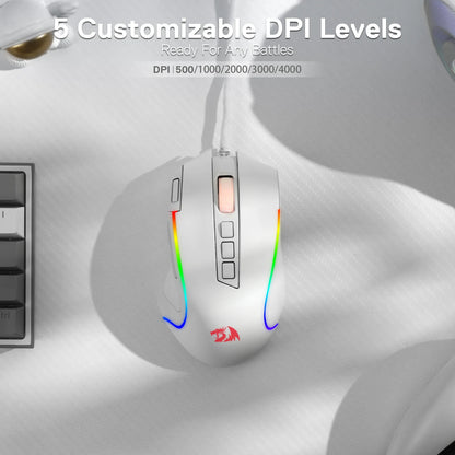 Redragon M612 Predator RGB Gaming Mouse – 8000 DPI, Wired, White