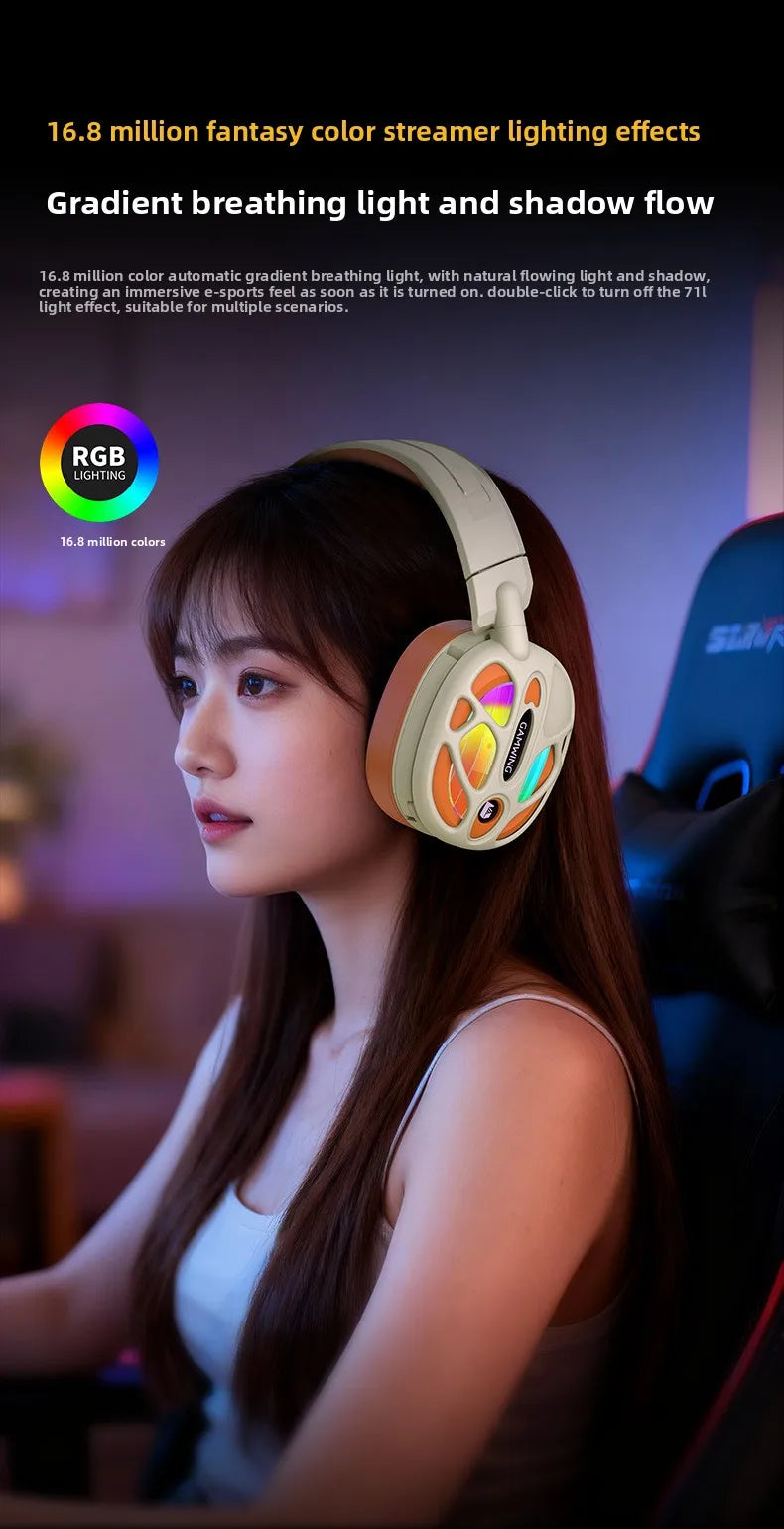 New! Premium Wireless Gaming Headset with Hi - Fi sound & 3.5mm RGB for PC/PS. Wired option available.