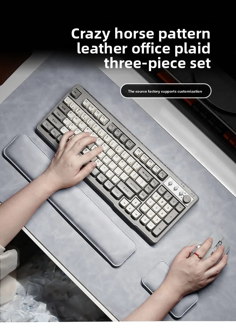 Waterproof PU Desk Mat Set – Large Non-Slip Mouse & Keyboard Pads with Wrist Rest