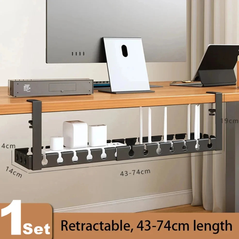 Desk Cable Management Tray – Wire Organizer for PC & Charging Cords