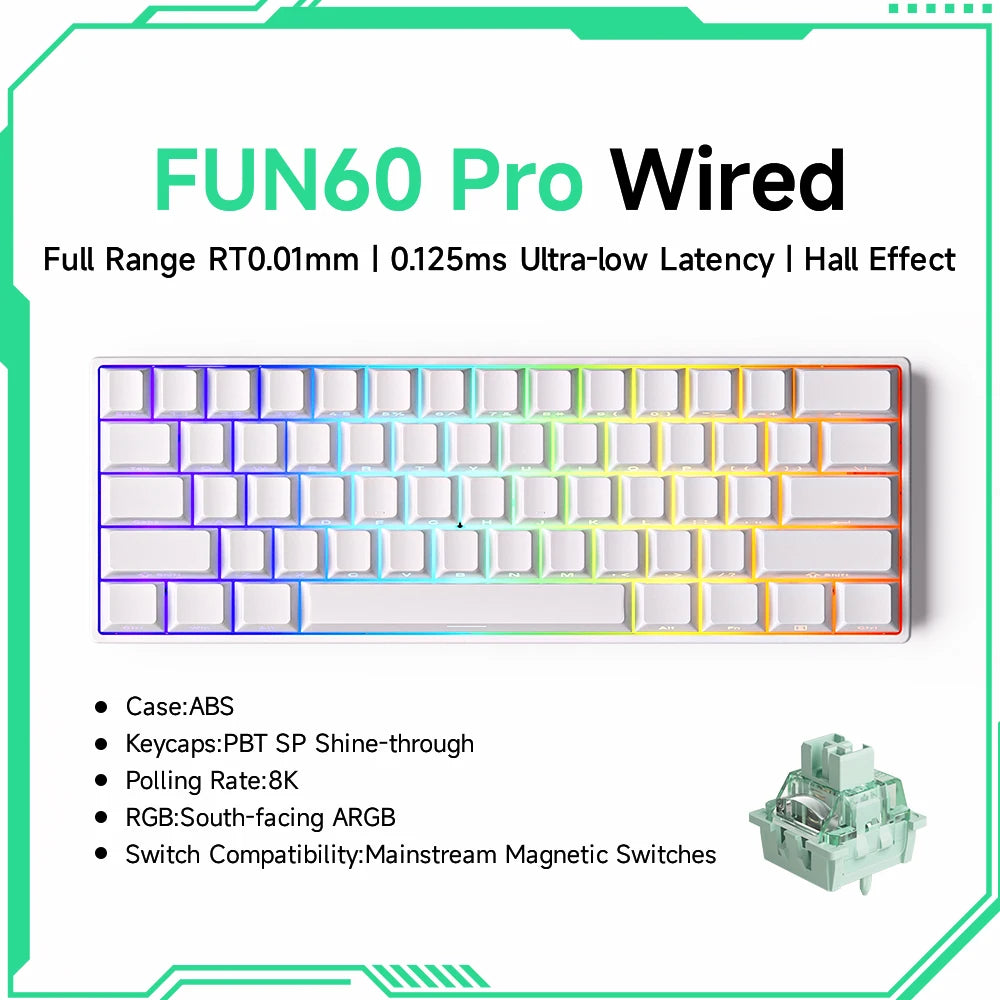Akko MonsGeek FUN60 60% Mechanical Gaming Keyboard – Magnetic Switch, 8K ARGB