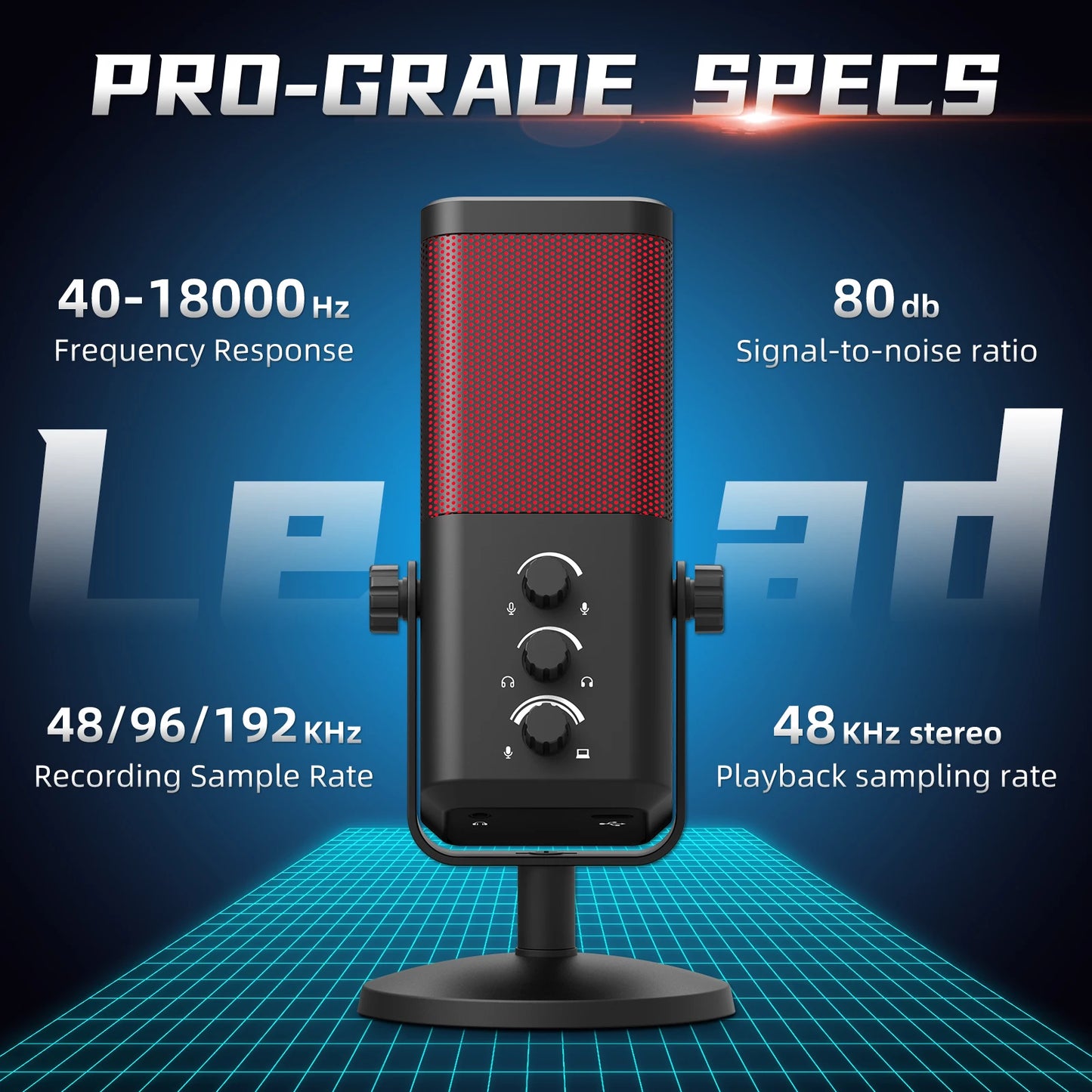RGB Gaming Microphone Professional Dynamic Mic For Studio Broadcast Voice Computer Gamer Streaming Podcast Livestreaming Mic