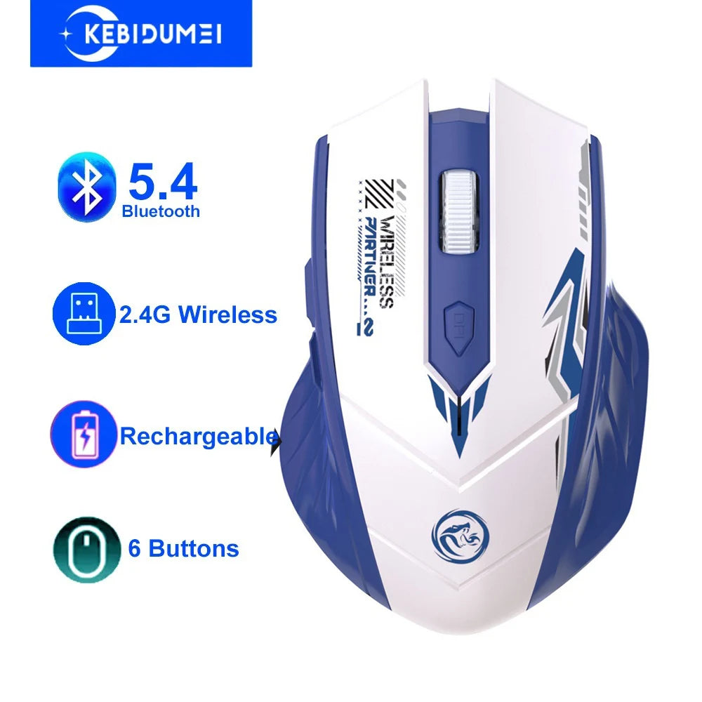 Bluetooth 5.4 Dual-Mode Wireless Mouse – Rechargeable, Silent, 6-Button