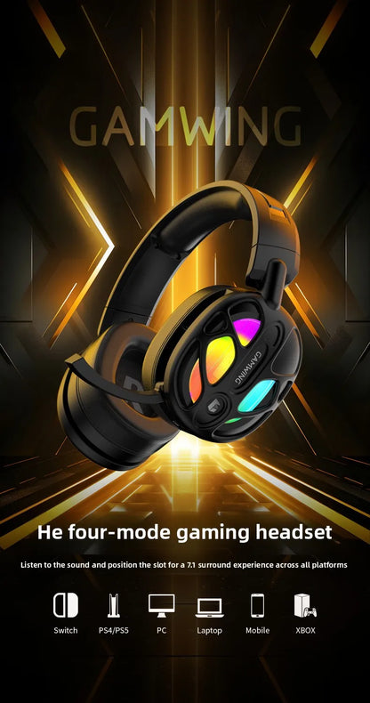 New! Premium Wireless Gaming Headset with Hi - Fi sound & 3.5mm RGB for PC/PS. Wired option available.