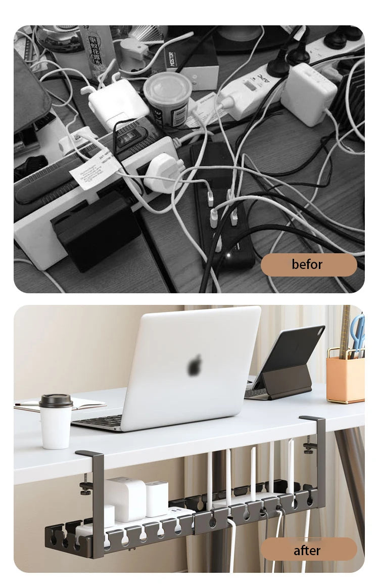 Desk Cable Management Tray – Wire Organizer for PC & Charging Cords