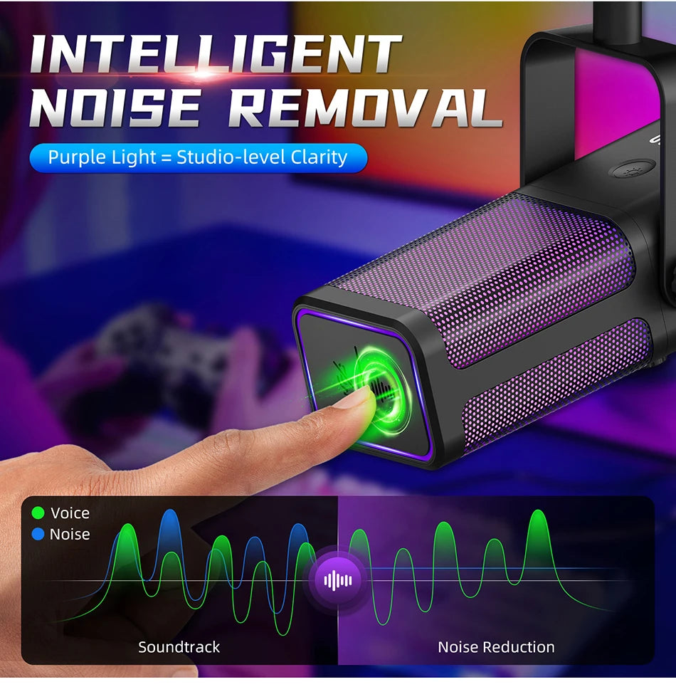 RGB Gaming Microphone Professional Dynamic Mic For Studio Broadcast Voice Computer Gamer Streaming Podcast Livestreaming Mic