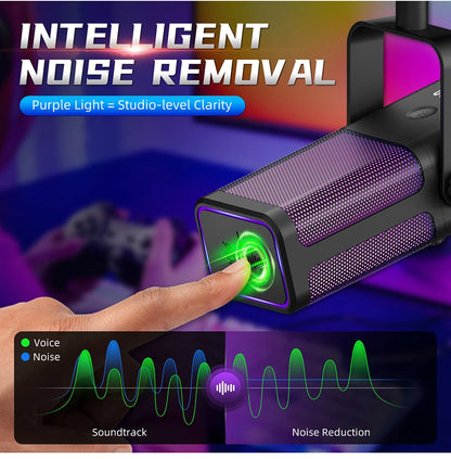 RGB Gaming Microphone Professional Dynamic Mic For Studio Broadcast Voice Computer Gamer Streaming Podcast Livestreaming Mic