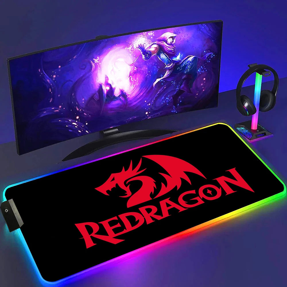 Redragon RGB LED Gaming Mouse Pad – Anti-Skid Desk Mat for PC & Laptop