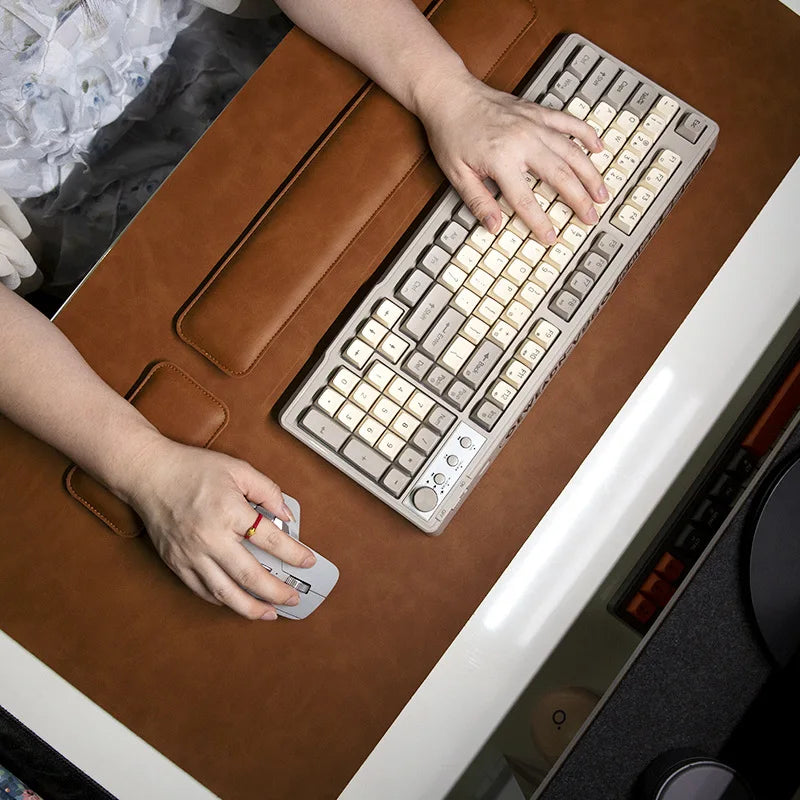 Waterproof PU Desk Mat Set – Large Non-Slip Mouse & Keyboard Pads with Wrist Rest
