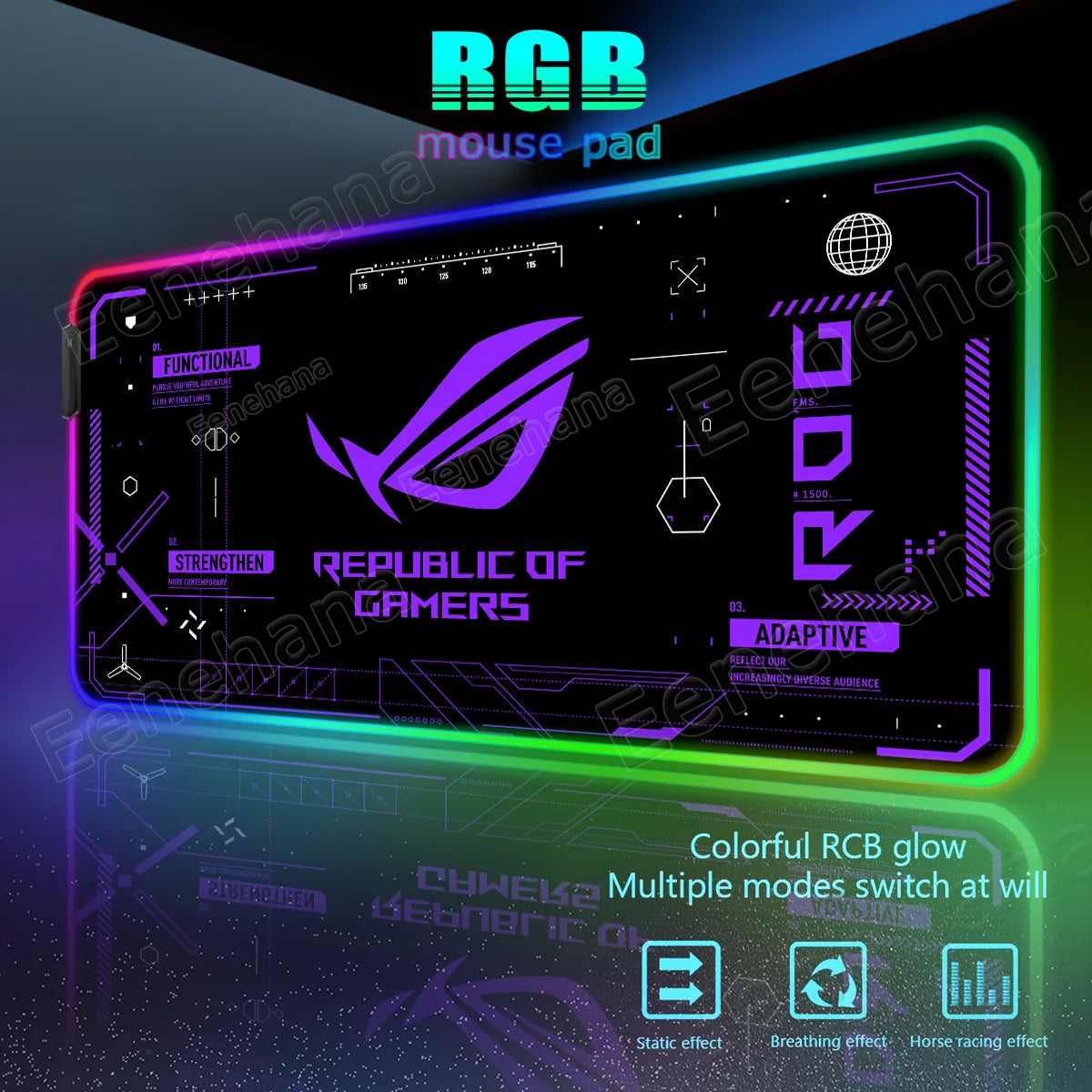 RGB ASUS XXL Gaming Mouse Pad – Black-Green LED Extended Desk Mat