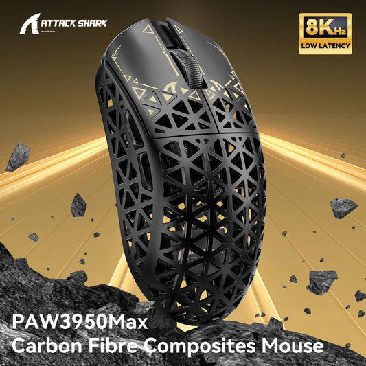 ATTACK SHARK R5 Ultra Carbon Fiber Wireless Gaming Mouse – 8K, 39g, PAW3950MAX Sensor