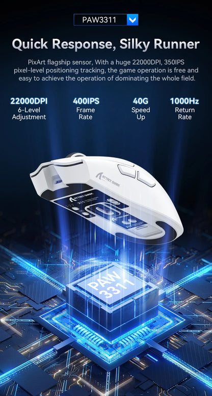 ATTACK SHARK X11 Wireless Gaming Mouse – RGB, 22K DPI, PAW3311 Sensor