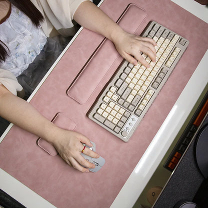 Waterproof PU Desk Mat Set – Large Non-Slip Mouse & Keyboard Pads with Wrist Rest