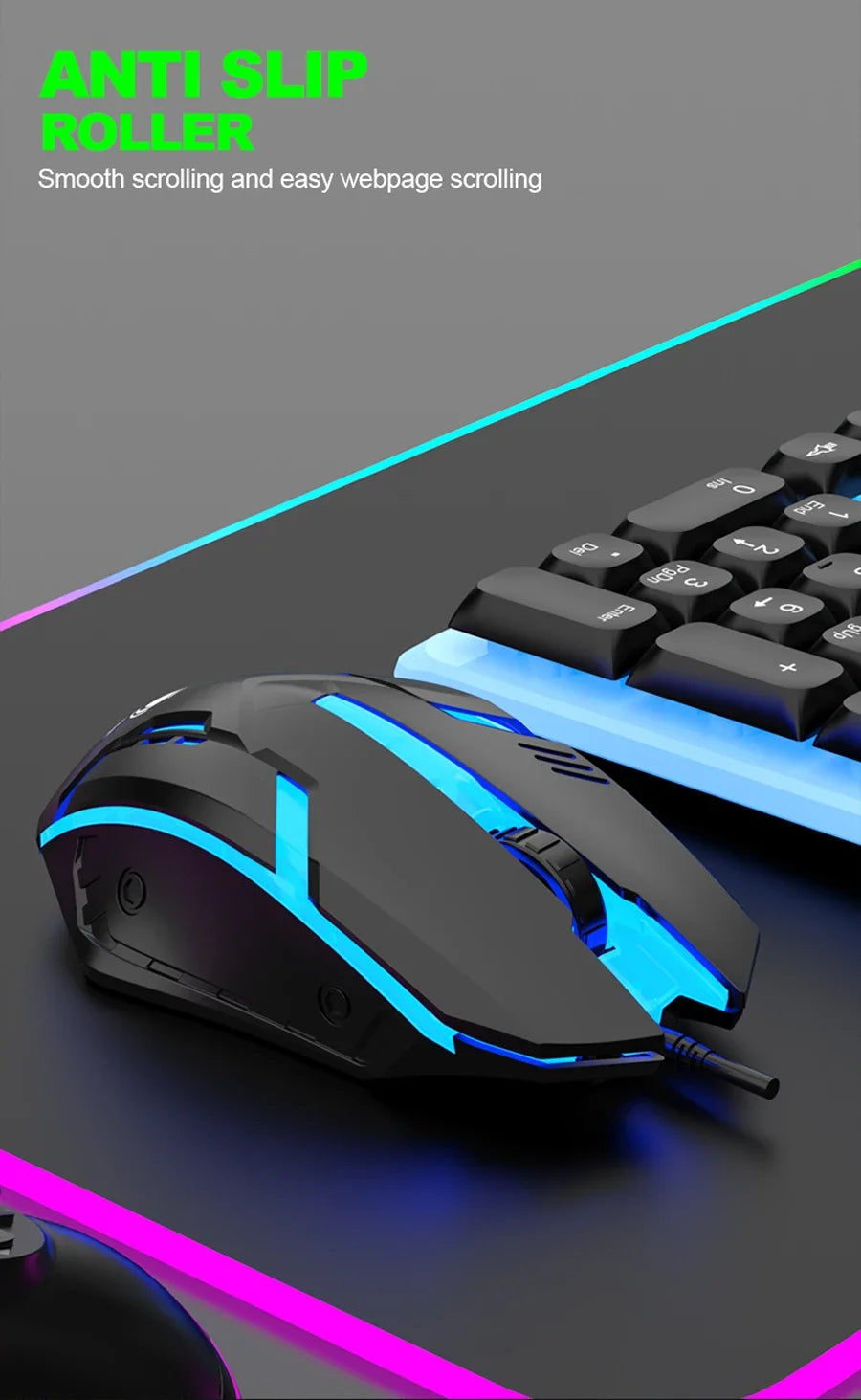 NG GTX350 RGB Gaming Keyboard & Mouse Combo – Wired, Black