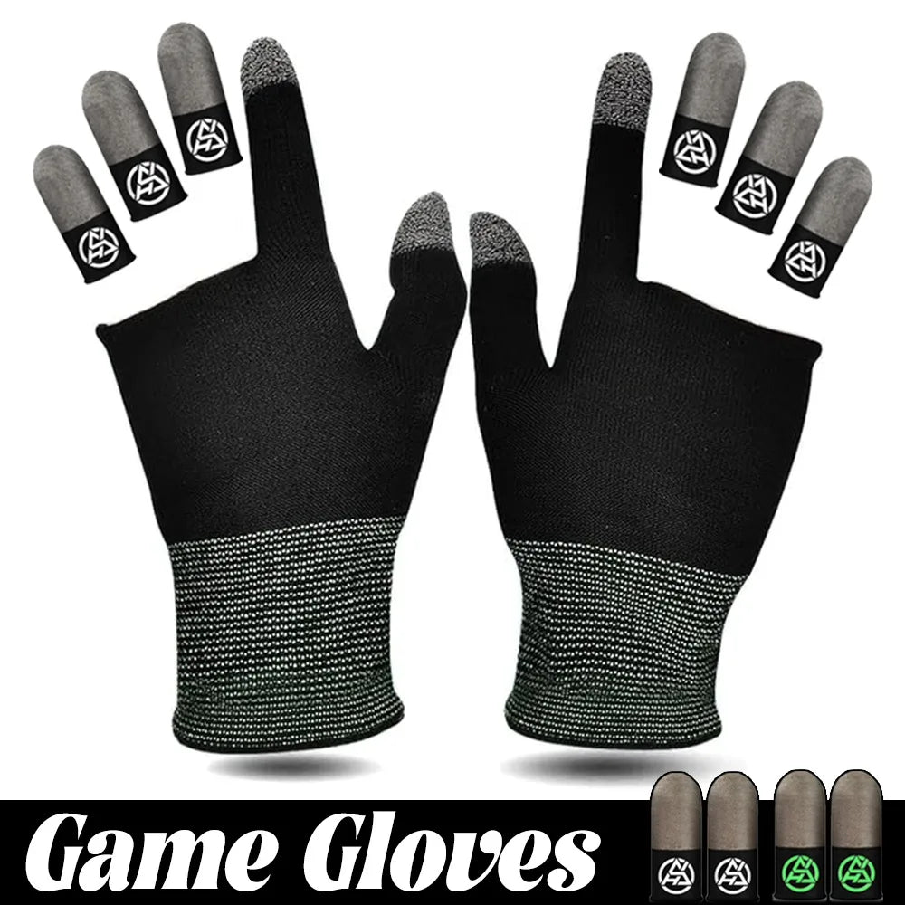 Sweat-Proof Game Gloves Luminous Finger Sleeve Breathable Finger Cots Cover Sensitive Mobile Touch Glove for PUBG Phone Games