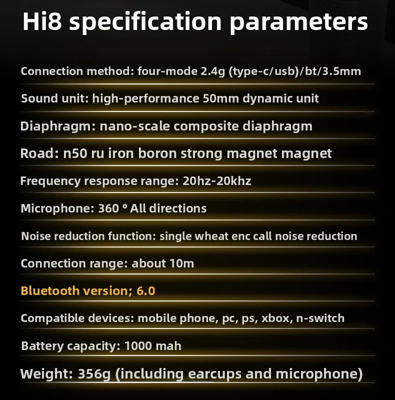 New! Premium Wireless Gaming Headset with Hi - Fi sound & 3.5mm RGB for PC/PS. Wired option available.