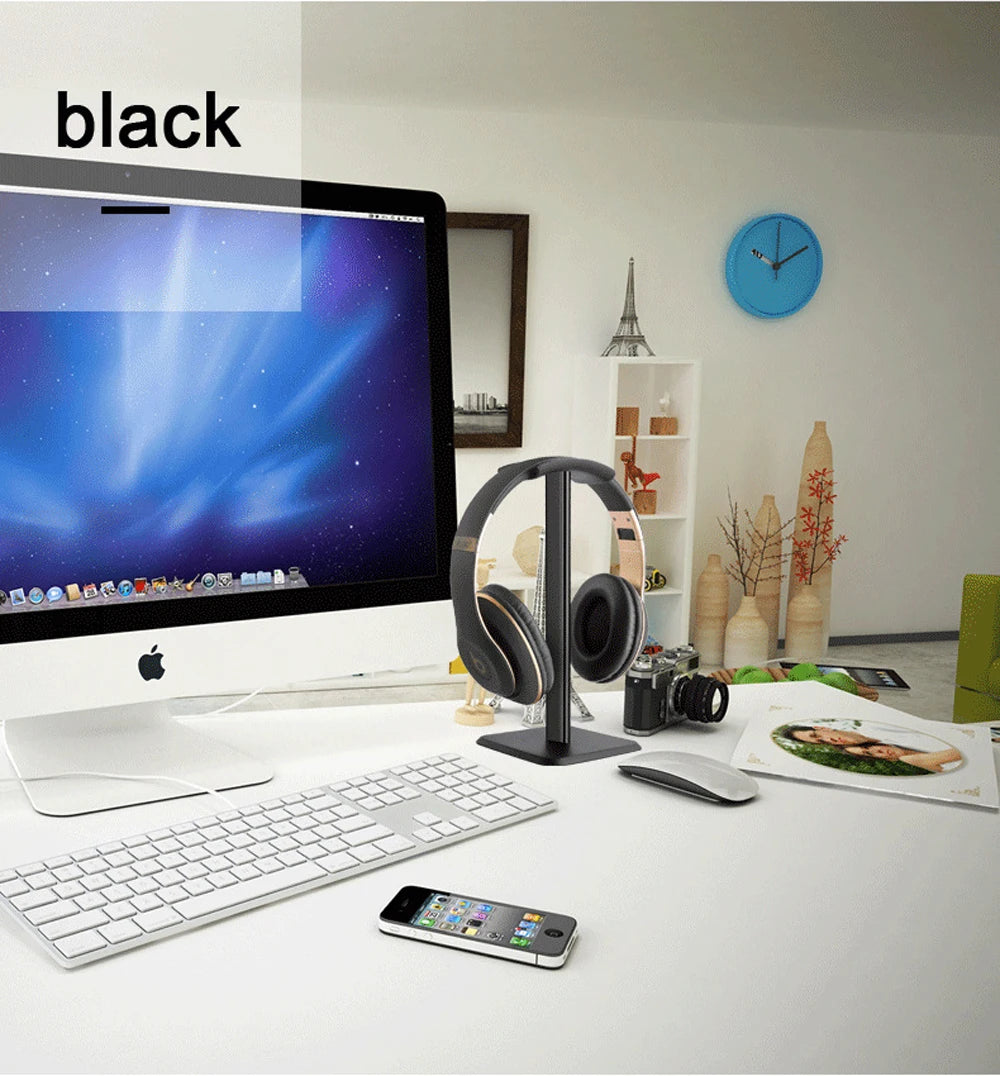 Universal Aluminum Headphone Stand – Flexible Metal Headset Holder