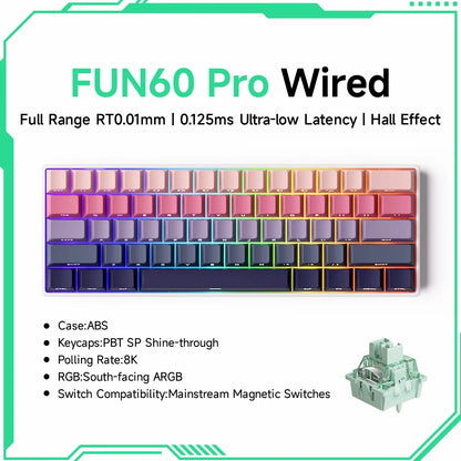 Akko MonsGeek FUN60 60% Mechanical Gaming Keyboard – Magnetic Switch, 8K ARGB