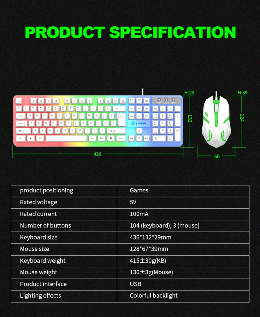 NG GTX350 RGB Gaming Keyboard & Mouse Combo – Wired, Black