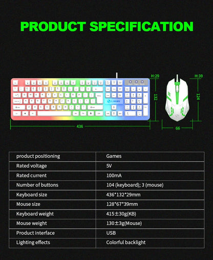 NG GTX350 RGB Gaming Keyboard & Mouse Combo – Wired, Black