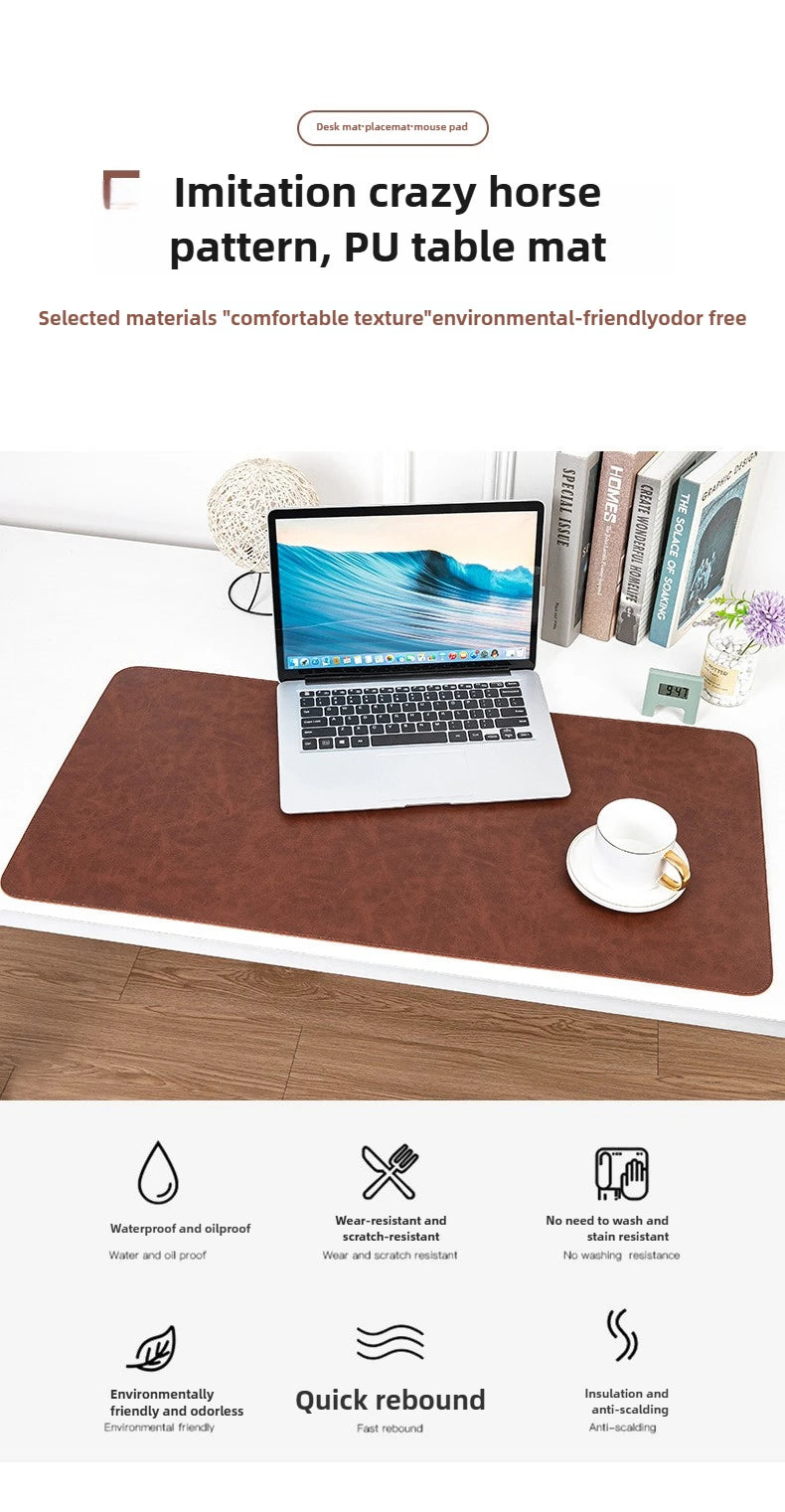 Waterproof PU Desk Pad – Large Non-Slip Mouse & Keyboard Mat, Easy to Clean