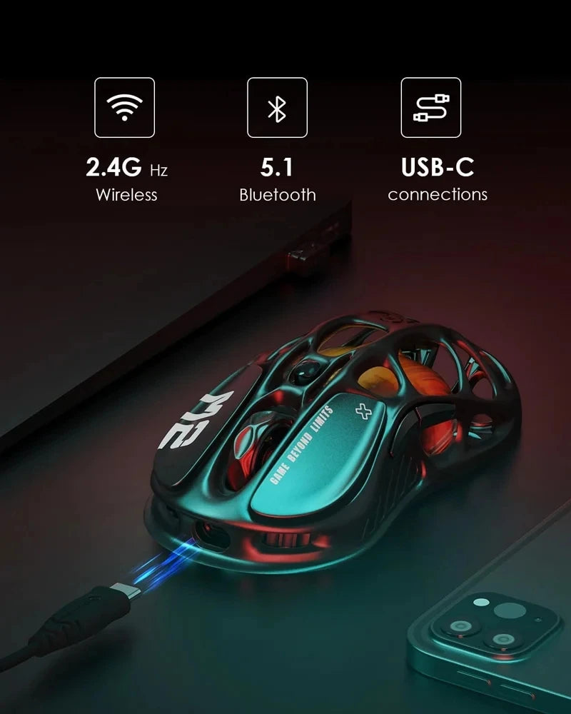 For GravaStar M1 M2 Gaming Mouse Magnesium Alloy Hollow Design Tri-Mode Wireless Wired Custom RGB Mice PC E-Sports Gifts